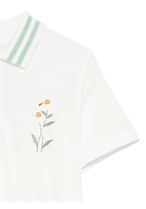 White Polo-Style Dress with Embroidery FENDI KIDS | JFB766-AVPF0TU9